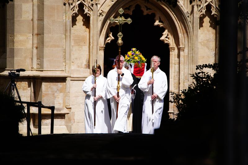 Mr Kirby’s coffin was carried out of the church