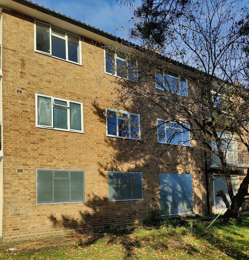 The first floor flat in Woking, Surrey where Laura Winham, 38, was found in a ‘mummified and skeletal state’ by her brother in May 2021