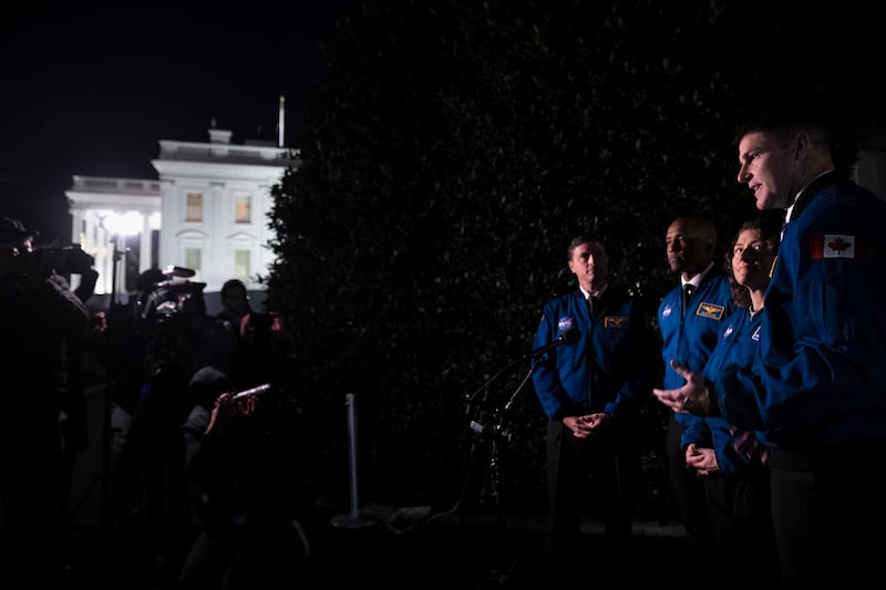 The Artemis II crew — three Americans and a Canadian — said Mr Biden was making good on a promise to host them at the White House after they were assigned to the mission earlier this year (Andrew Harnik/AP)