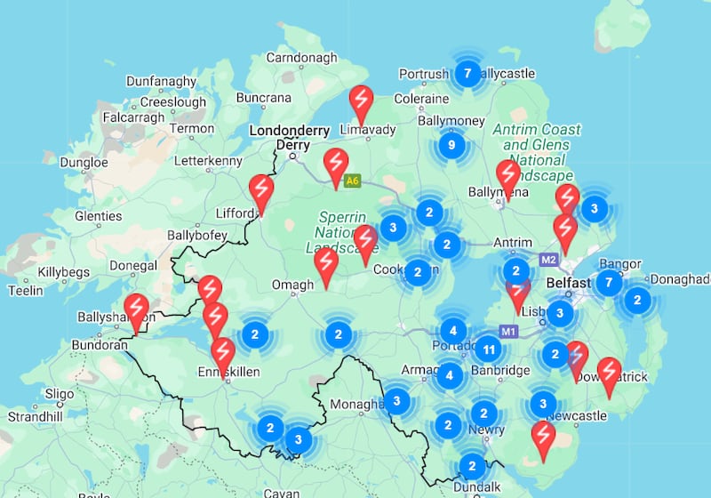 Northern Ireland Electricity has said Storm Ashley has caused low level damage to the network, leaving around 4,000 homes without power on Sunday. PICTURE: NIE