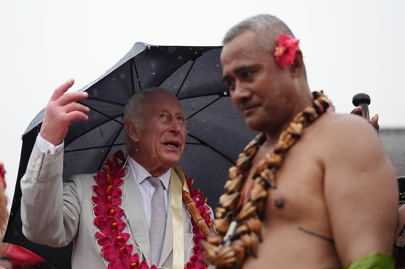 The King at a farewell ceremony at Siumu village