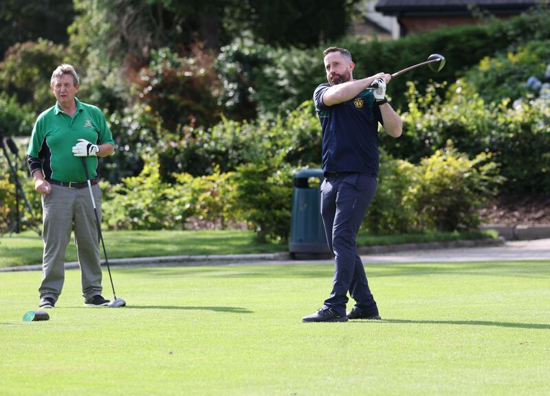 A charity golf  day in Memory of Hugh Russell at Fortwilliam Golf club in aid of Macmillan Cancer on Friday.
PICTURE COLM LENAGHAN