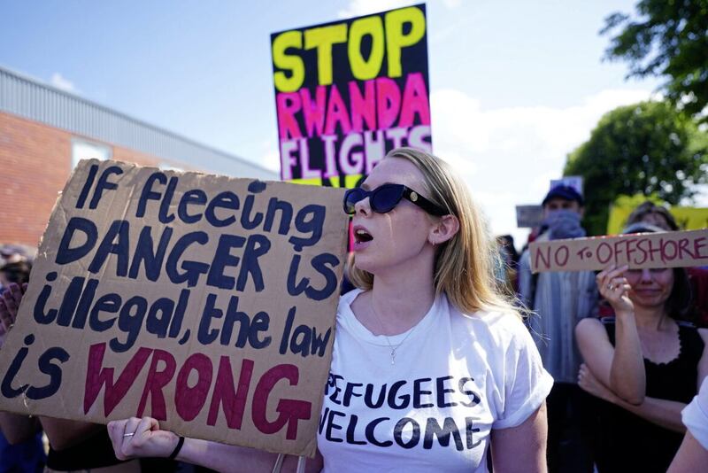 Not everyone supports the Tories' immigration policies - demonstrators protested against plans to send migrants to Rwanda last summer. Picture by Victoria Jones/PA Wire. 