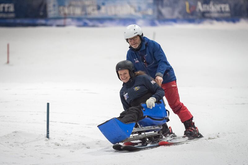 Competitor Gemma Barnes during training for the alpine sit ski event