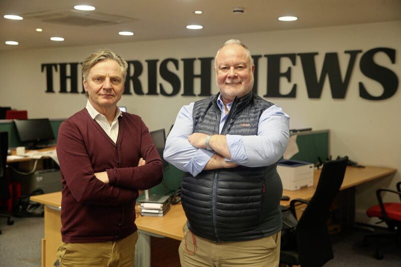 Former British soldier Glen Bradley with Irish News political correspondent John Manley. Picture by Mal McCann 