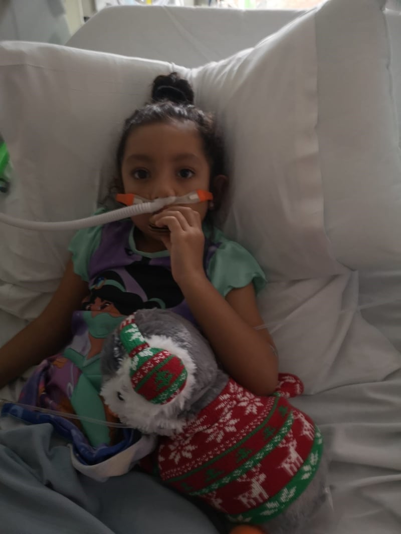 Saffy Sheiakh, from Manchester, who was hospitalised with flu age four. She spent a week at Royal Manchester Children’s Hospital. Her mother Maryam Sheiakh is now urging all parents to vaccinate their children against flu ahead of the winter months.