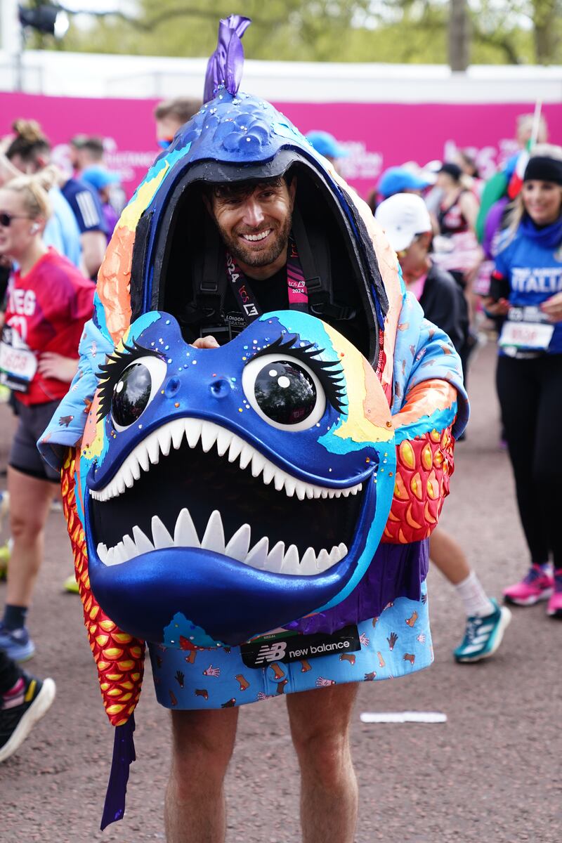 Joel Dommett ran for Shooting Star Children’s Hospices dressed in the Piranha costume from The Masked Singer