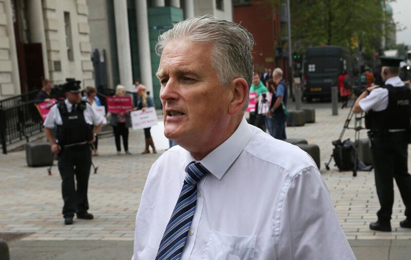 The DUP's Jim Wells, a vocal opponent of a change to abortion laws in the north, outside the High Court in Belfast. Picture by Hugh Russell&nbsp;