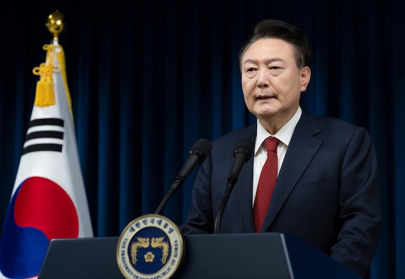 South Korean President Yoon Suk Yeol avoided an initial bid to impeach him, but opposition parties plan another attempt (South Korean presidential office/Yonhap/AP)