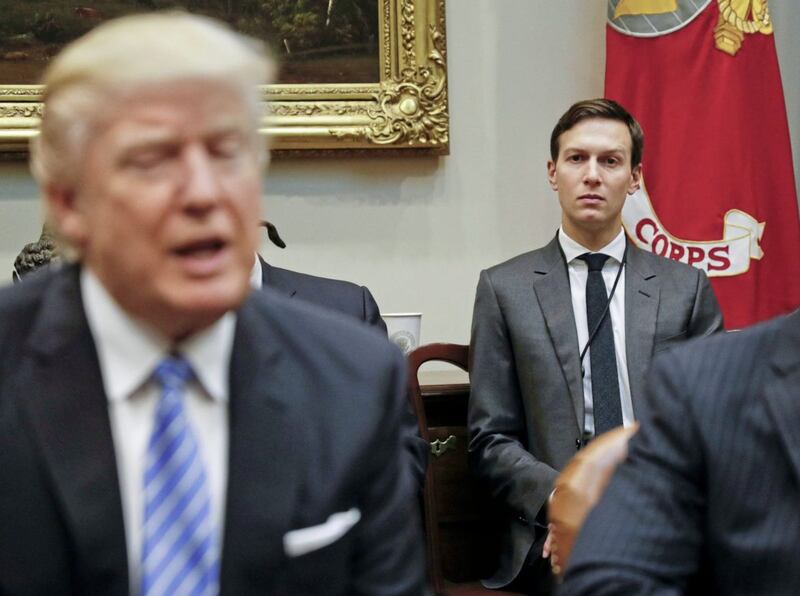 White House senior adviser Jared Kushner with his father-in-law US president Donald Trump 