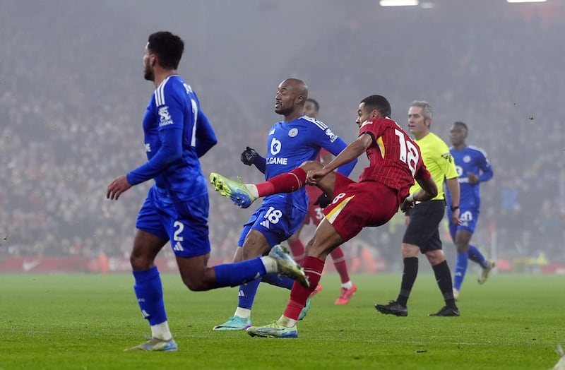 Cody Gakpo curls in Liverpool’s first goal