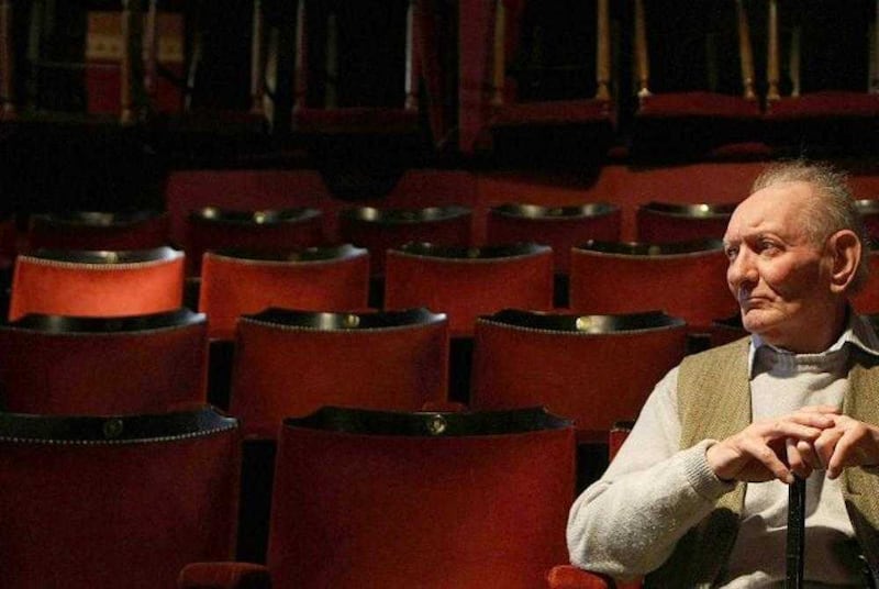 Playwright Brian Friel in the Gaiety Theatre, Dublin, where he dropped in on rehearsals for one of his most celebrated works Philadelphia Here I Come! PRESS ASSOCIATION Photo. Picture date: Monday February 8, 2010. The play was first staged at Dublin&#39;s Gaiety in 1964, establishing the Co Tyrone author among the country&#39;s leading writers. It returns to the theatre next month for a limited run, reuniting several cast members from the award-winning production of another Friel play, Dancing at Lughnasa. See PA story ARTS Friel Ireland. Photo credit should read: Julien Behal/PA Wire. 