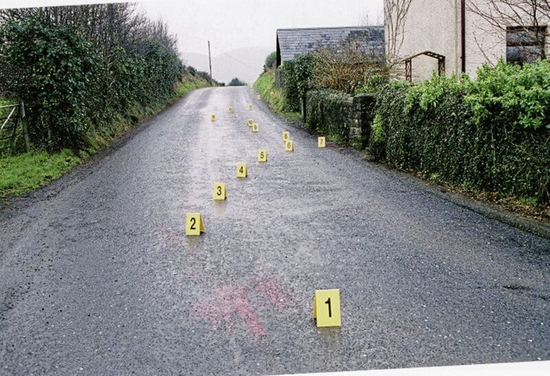 A police photograph of the murder scene on Dorans Hill 