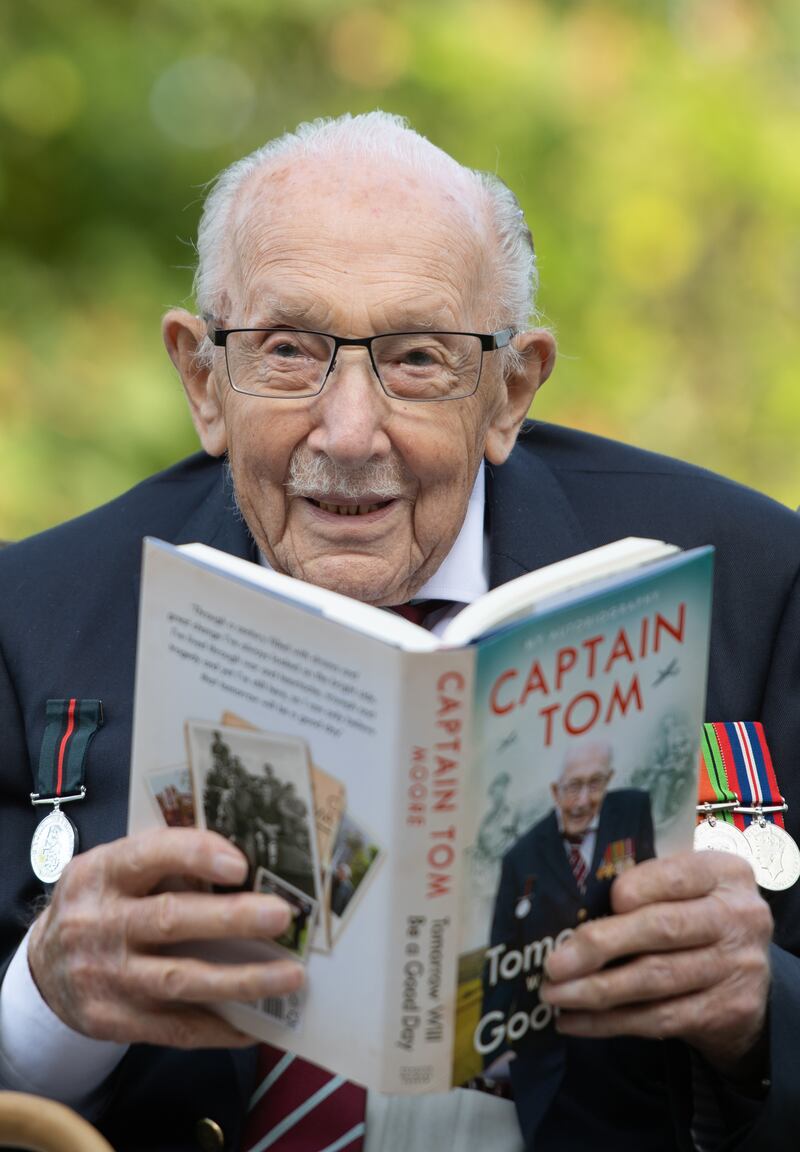 Captain Sir Tom Moore on the publication day of his autobiography Tomorrow Will Be A Good Day