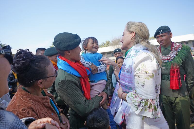 The Duchess of Edinburgh meets Gurkhas during the attestation parade