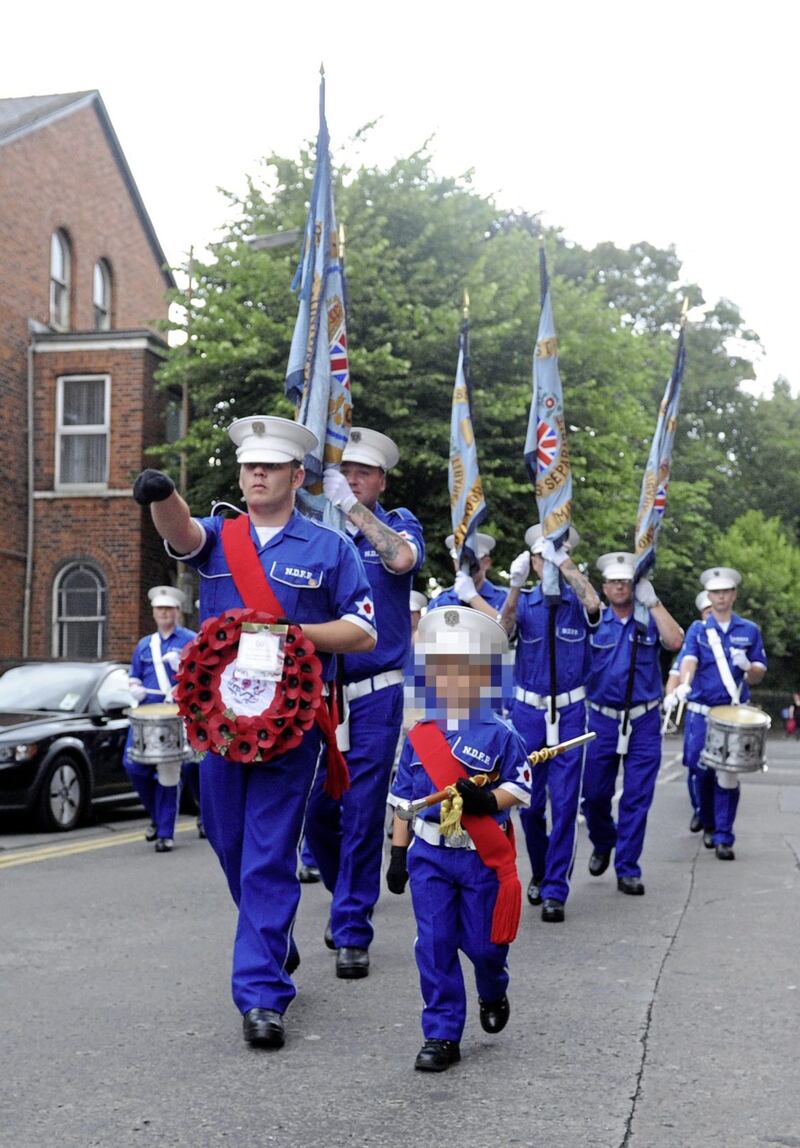 A parade in 2014 to commemorate the deaths of notorious loyalist paramilitaries Joe Bratty and Raymond Elder who were killed by the IRA in 1994