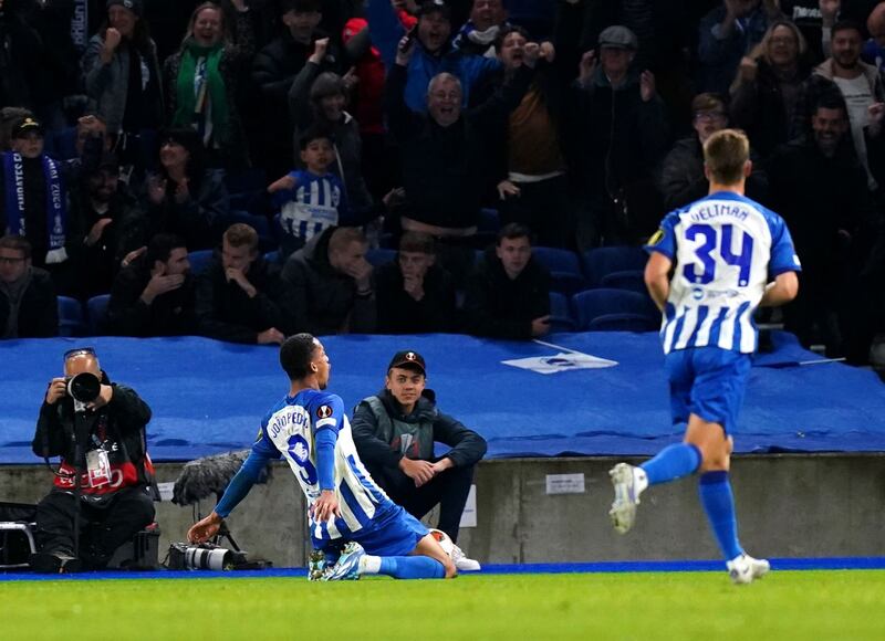 Joao Pedro (left) opened the scoring for Brighton 