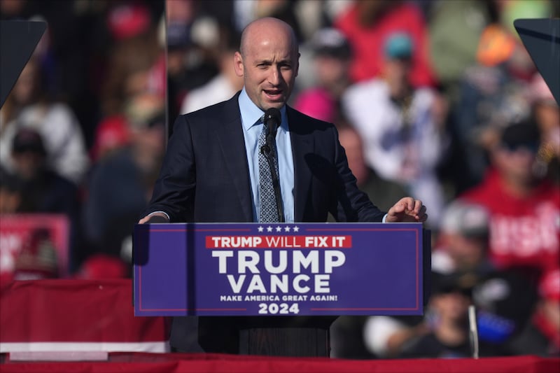 Stephen Miller speaking at a campaign rally for Donald Trump (Matt Rourke/AP)