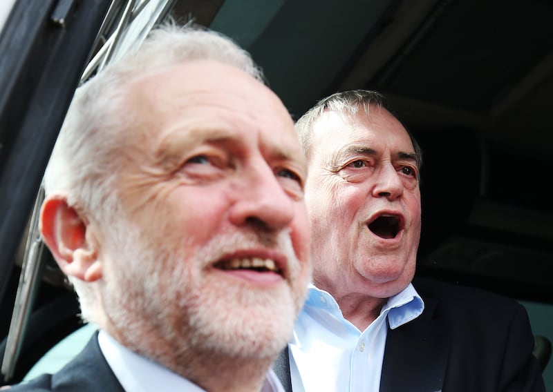 John Prescott campaigning with Labour leader Jeremy Corbyn