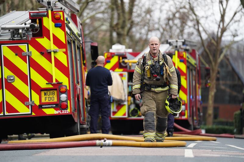 Fire engines on Seagrave Road in Fulham