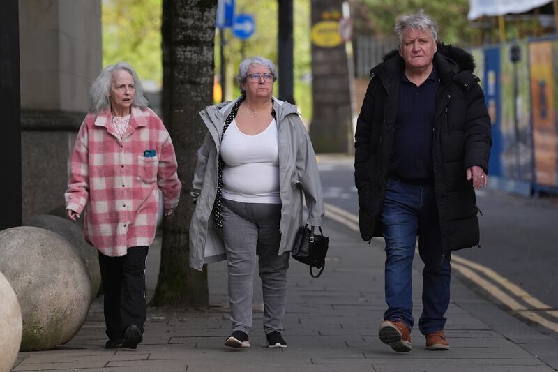 Margaret McKeich (centre), the mother of of 14-year-old Caroline Glachan, arrives at the High Court in Glasgow for the sentencing of Donna Brand