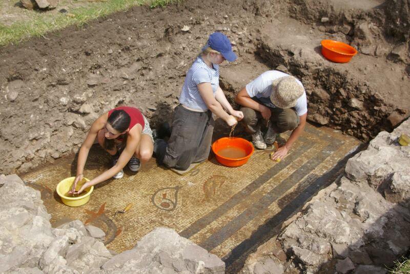 Mosaic being cleaned