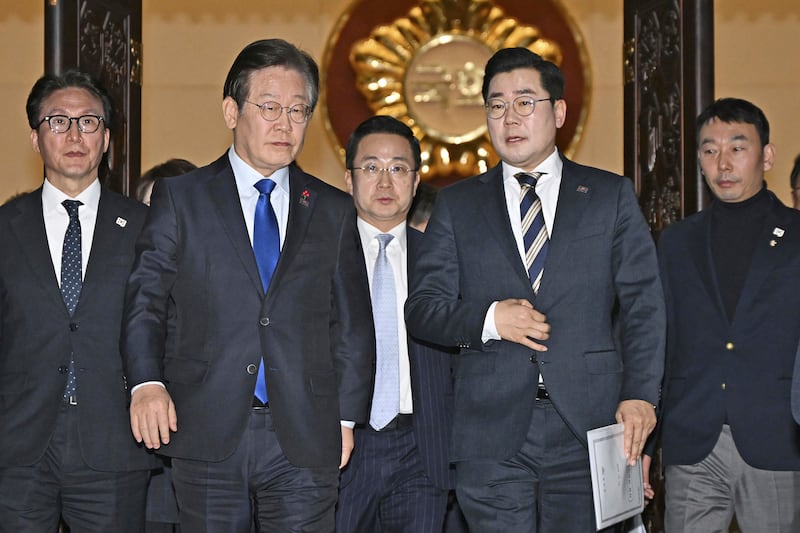 The Democratic Party leader Lee Jae-myung had called for impeachment (Kyodo News via AP)