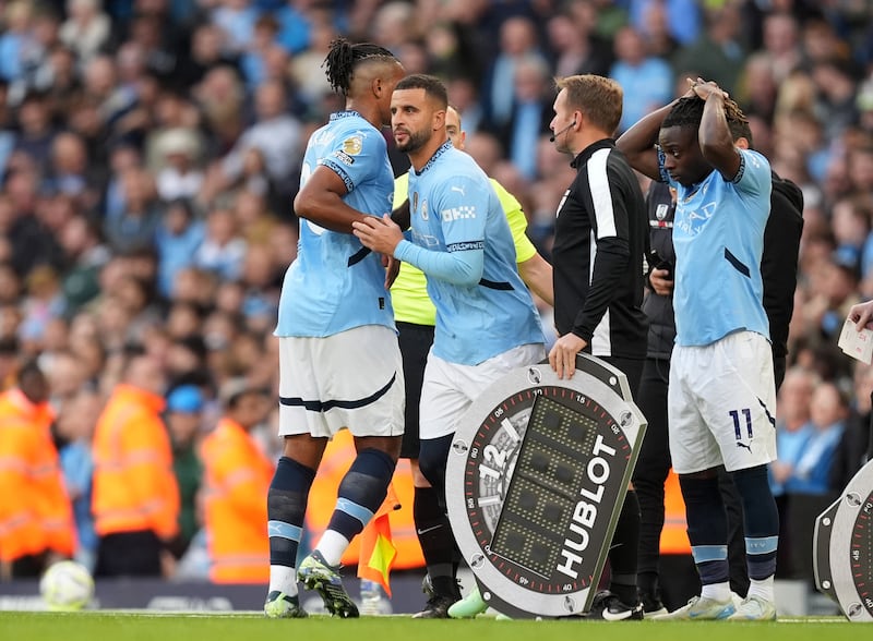 Manuel Akanji is replaced by Kyle Walker because of injury