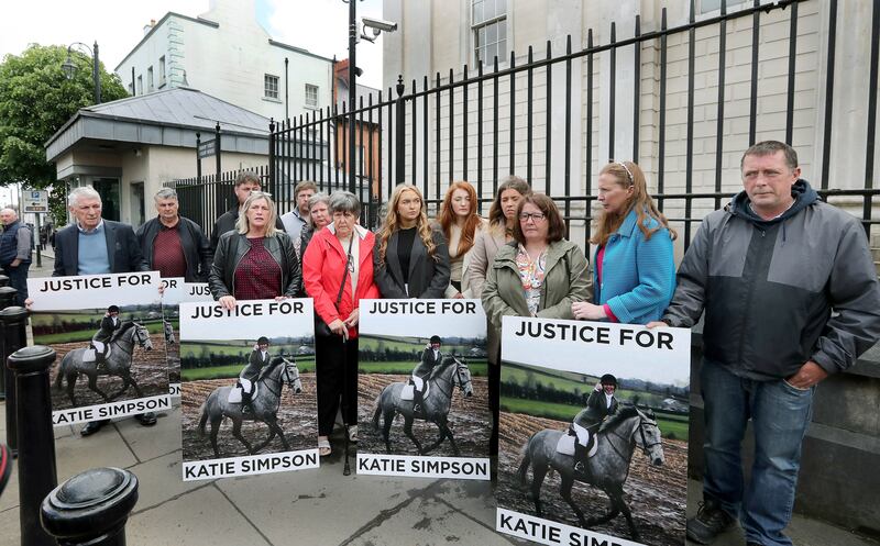 Katie Simpson's mother Noeleen Simpson at Derry Crown Court on Friday where three women were sentenced for involvement in covering up for Jonathan Creswell who was accused of murdering Co-Armagh show-jumper Katie Simpson. Katie 21, died several days after an incident at her home in Derry during August 2020. Picture Margaret McLaughlin  14-6-2024