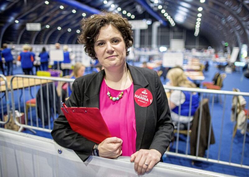 Claire Hanna, SDLP candidate for Belfast South, at the Titanic Exhibition Centre in Belfast, where the counting of votes continues in the Northern Ireland Assembly Elections. PRESS ASSOCIATION Photo. Picture date: Friday May 6, 2016. See PA story ULSTER Election. Photo credit should read: Liam McBurney/PA Wire. 