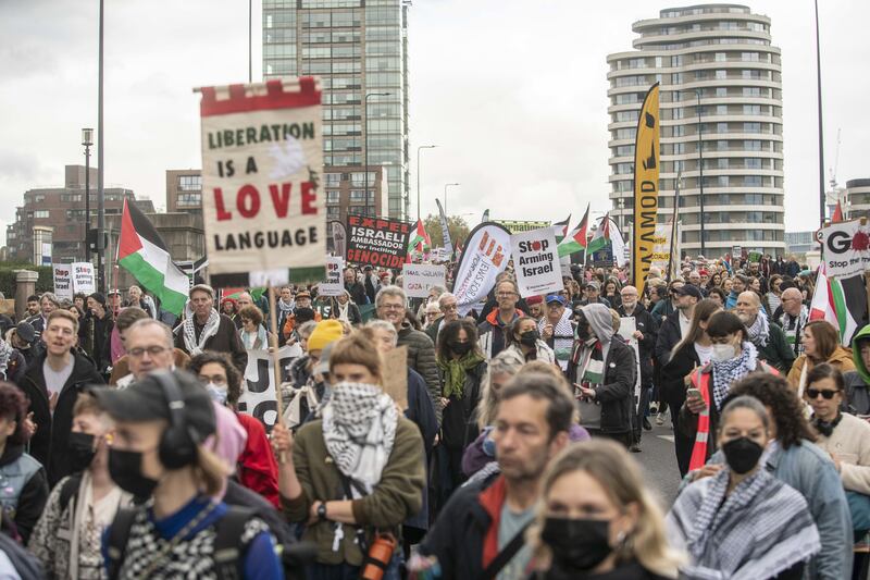 Protesters marched through London