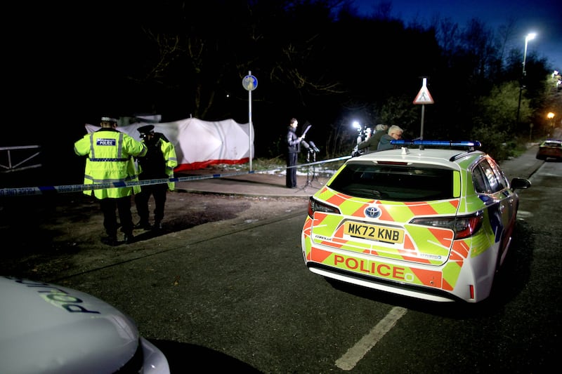 Police at the scene on Ravenscraig Road