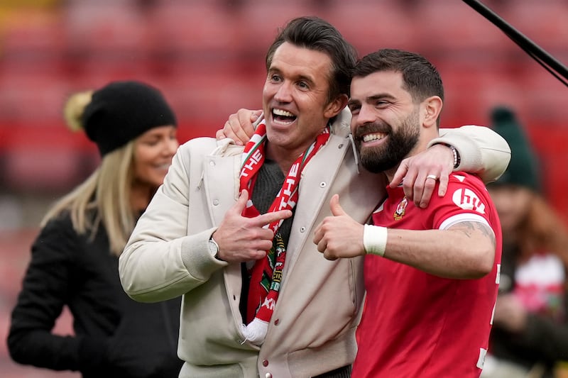 Lee, right, pictured with Wrexham co-chairman Rob McElhenney