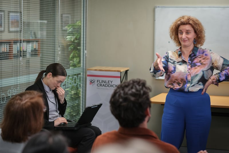 Hannah Howard (Felicity Ward) holds court in The Office Australia