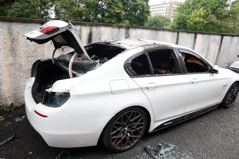 Press Eye - Belfast - Northern Ireland - 13th August 2024

A car in the HelenÕs Terrace area of Newry, where police are investigating an arson attack on a car and property. The incident happened in the early hours of Tuesday morning. 

Picture by Jonathan Porter/PressEye