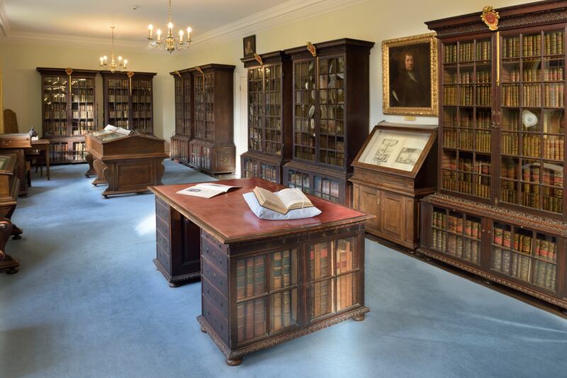 Inside the Pepys Library at Magdalene College, Cambridge.