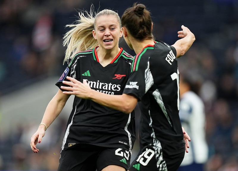 Alessia Russo (left) celebrates scoring the opening goal