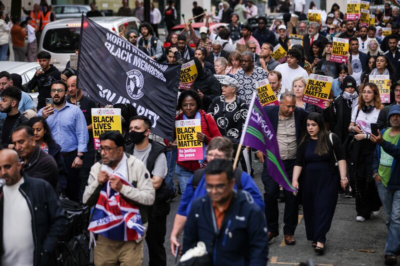 A Stand Up To Racism demonstration in Manchester