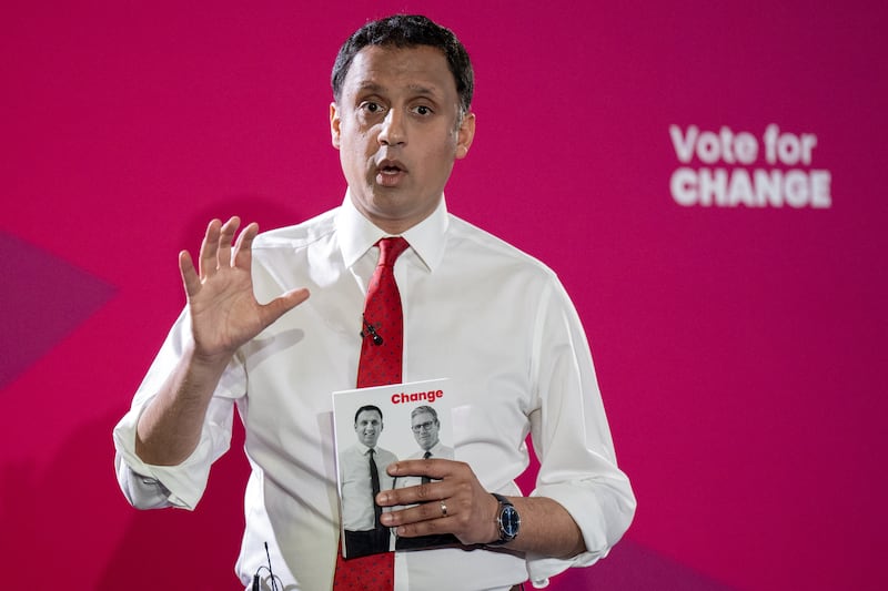 The campaign between the SNP and Scottish Labour under Anas Sarwar, pictured, is one of ‘genuine, competing visions of the future’, Swinney will say