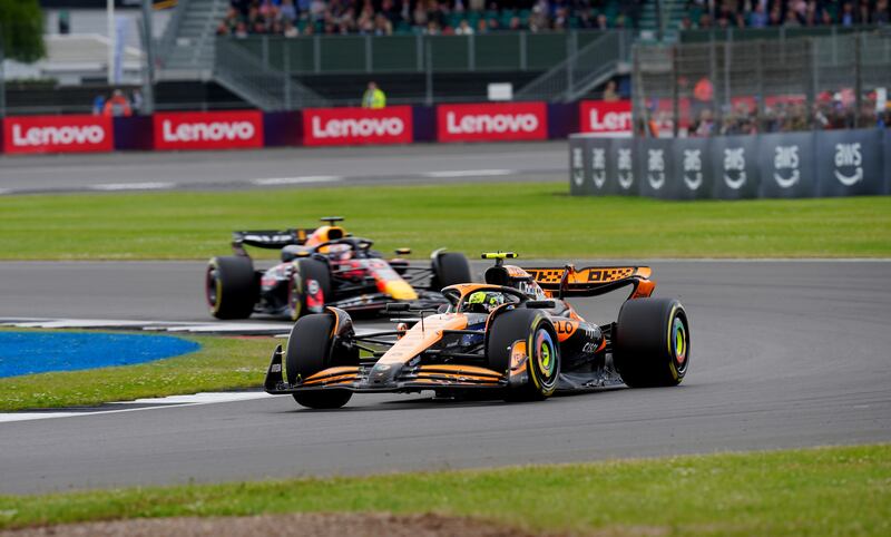 Lando Norris, in foreground, lost out in the title race to Max Verstappen last season but is favourite for the title with bookmakers this time