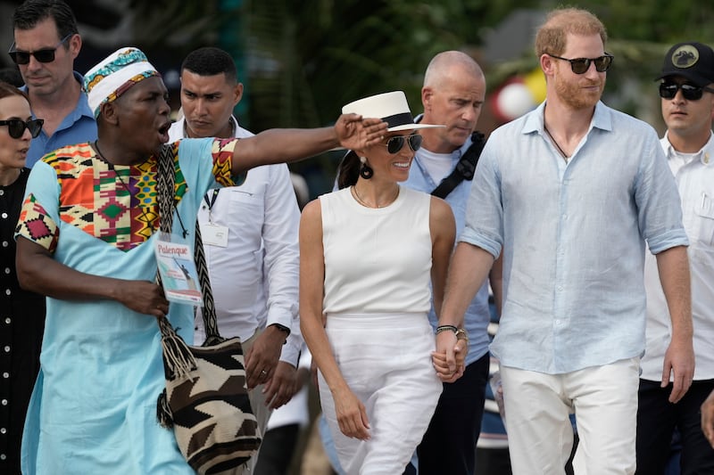 The duke and duchess arrive at San Basilio de Palenque (Ivan Valencia/AP)