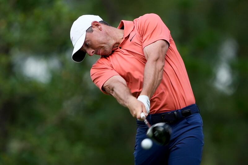 Rory McIlroy hits his tee shot on the 11th hole during the first round of the US Open at Pinehurst (Matt York/AP)