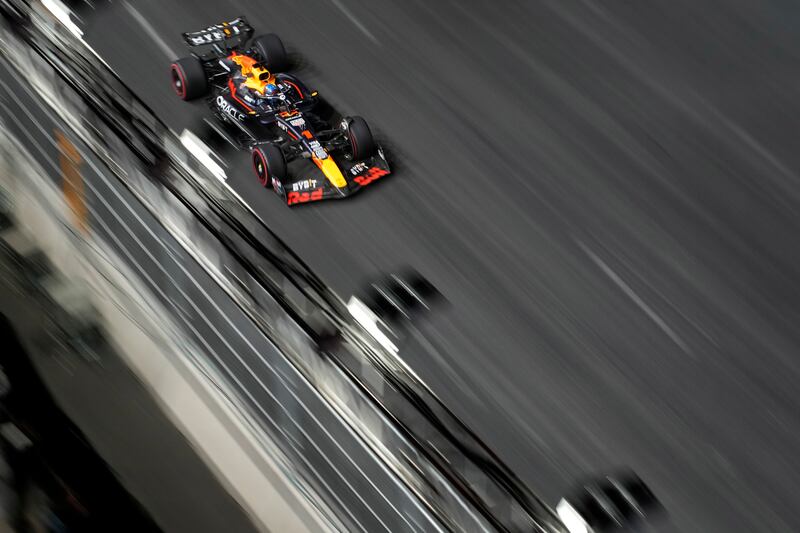 Red Bull driver Max Verstappen during opening practice in Las Vegas (John Locher/AP)