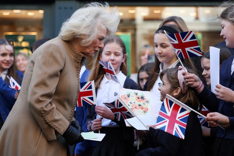 The Queen receiving get well cards for her husband the King in Swindon