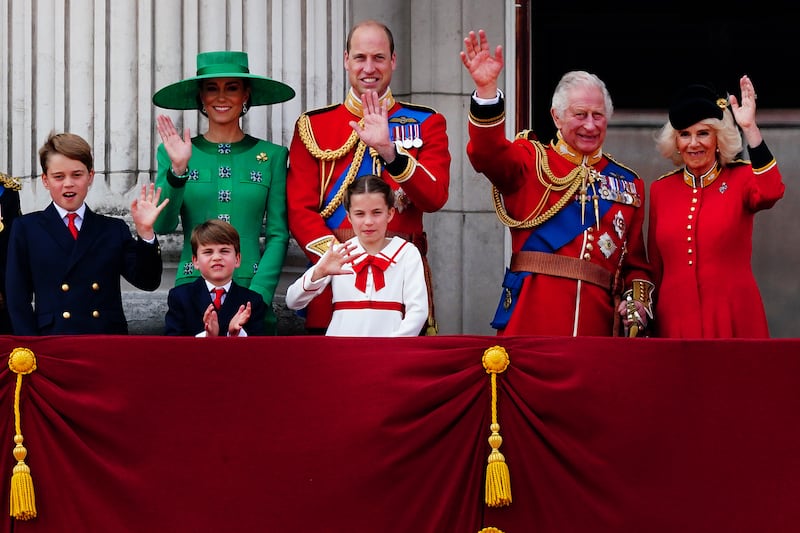 The royal family on the Palace balcony after Trooping the Colour