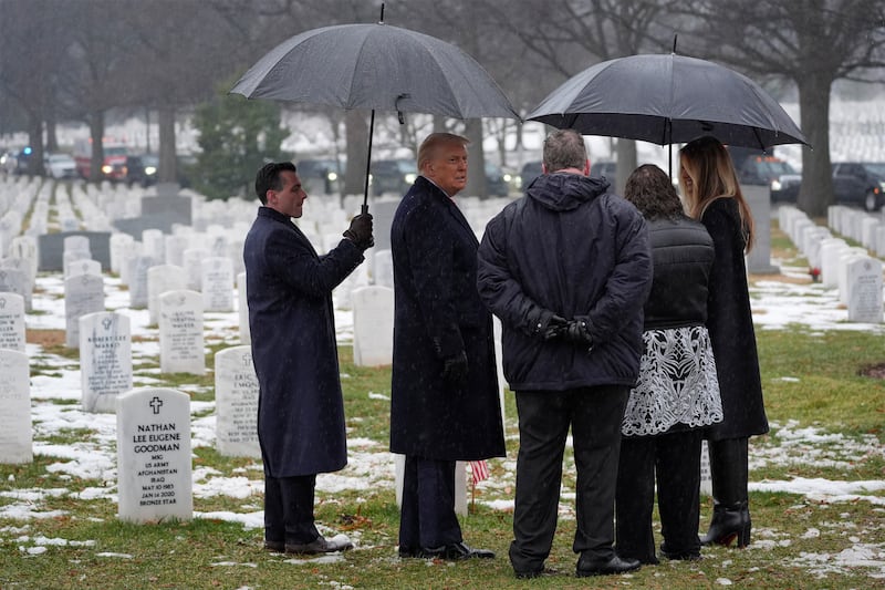 Donald and Melania Trump visited Arlington National Cemetery on Sunday ahead of his inauguration (AP)