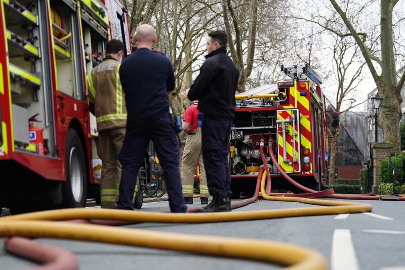 Fire engines on Seagrave Road in Fulham