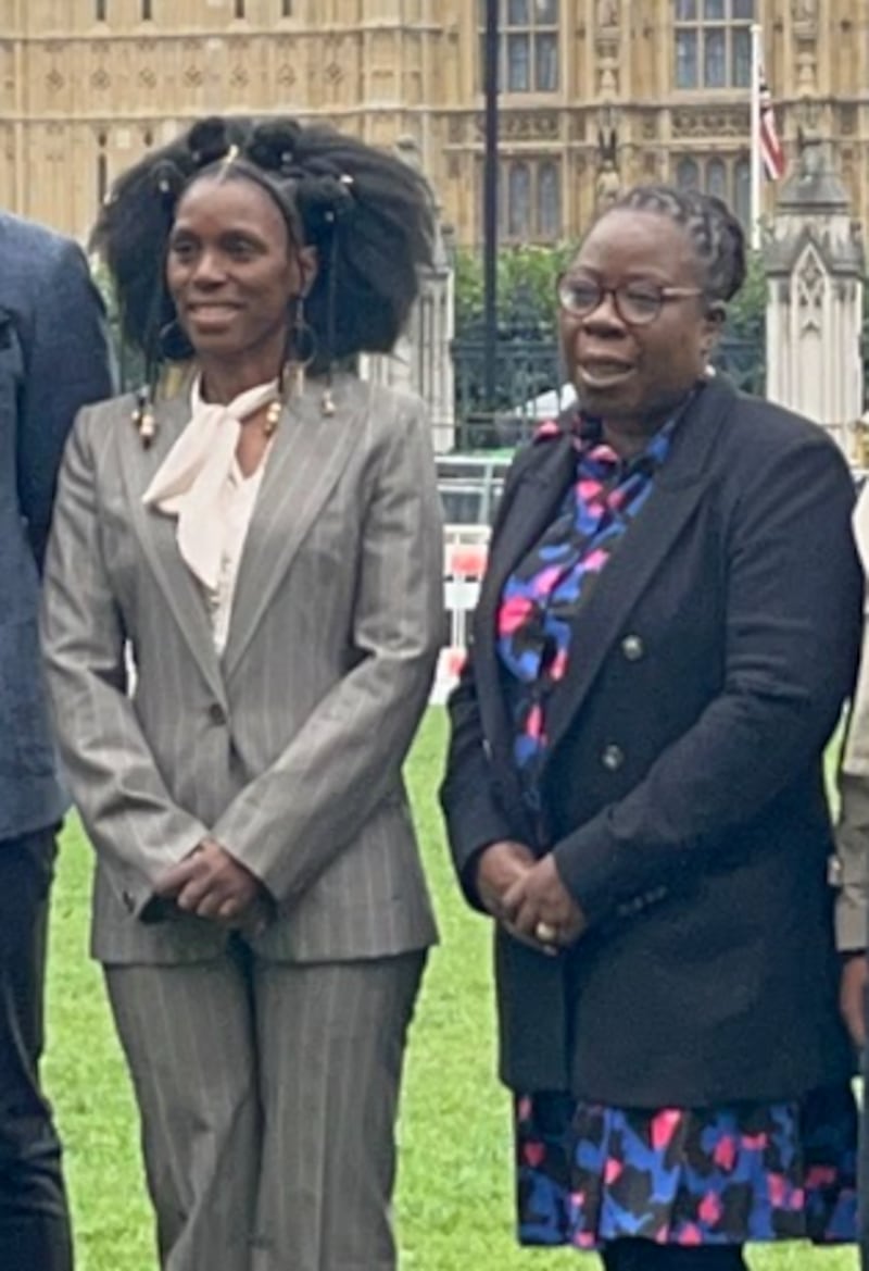 WAD founder Michelle De Leon (left) and Labour MP Paulette Hamilton in Parliament Square.