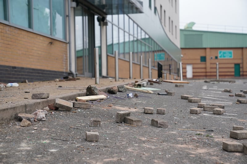 Debris after the attack on Tamworth’s Holiday Inn Express