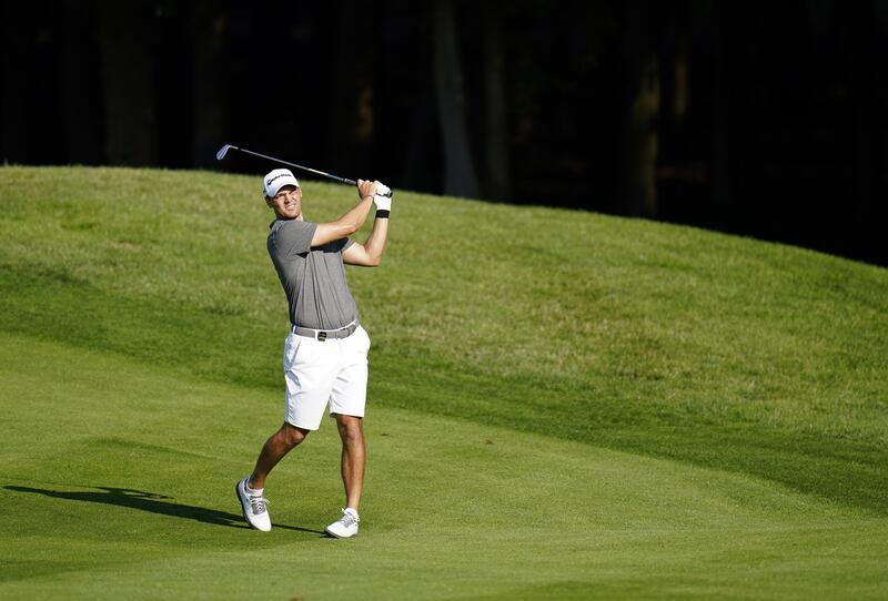Martin Kaymer plays from the fairway during day one of the LIV Golf League at the Centurion Club